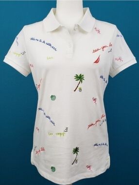 🆕️ 🌴 NAUTICA Embroidered Sea and Sun Polo Shirt // (NWT)